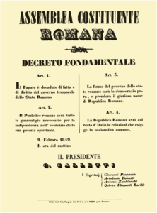 Decreto fondamentale che istituisce la Repubblica (9 Febbraio 1849)